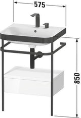 DURAVIT Happy D.2 c-bonded Waschtisch-Set mit Metallkonsole und Schubkasten 575 mm