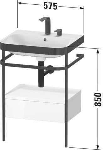 DURAVIT Happy D.2 c-bonded Waschtischset mit Metallkonsole und Schubkasten – Nussbaum gebürstet, 575 mm