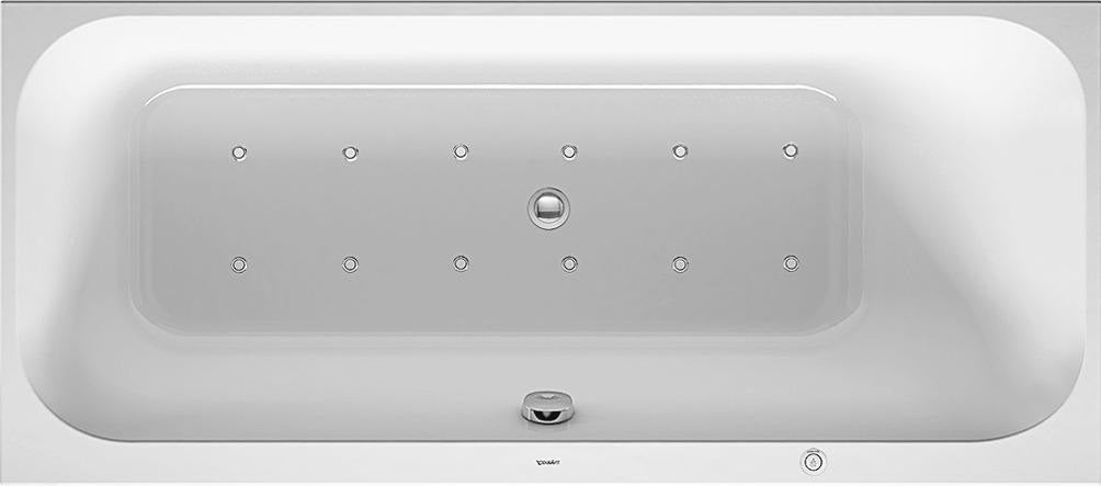 Duravit Whirlwanne Happy D.2 1600x700mm Einbau mit Combi L, Rückenschräge rechts, weiß