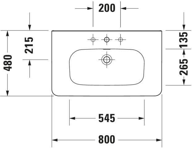 DURAVIT DuraStyle Möbelwaschtisch 800 mm Weiß mit Überlauf, ohne Hahnloch