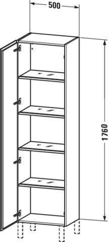 Duravit Hochschrank L-Cube 363x500x1760mm 1 Tür, Anschlag links, Eiche Schwarz