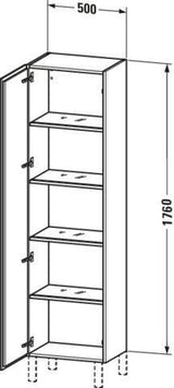 DURAVIT L-Cube Hochschrank 500 mm Eiche Marmor iert, wandhängend, Soft-Close, 1 Tür