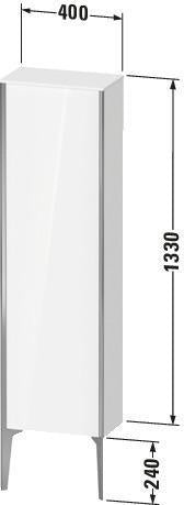 DU Halbhochschrank XViu 1330x400x240mm TA r.schwarz matt/graphit matt von Duravit