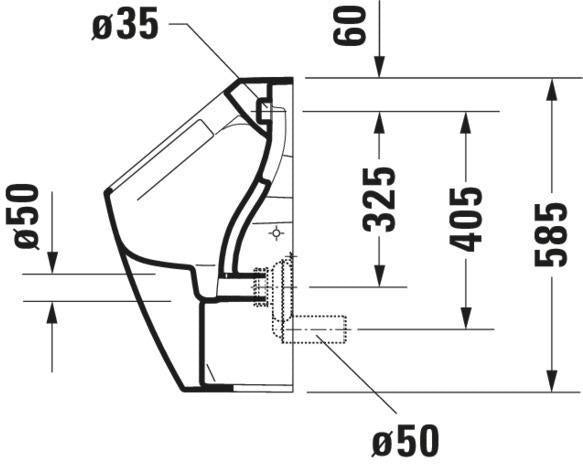 DURAVIT Urinal Soleil by Starck – Weiß, spülrandlos, Zulauf hinten, 350x300x585 mm