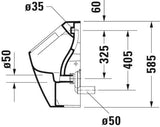 DURAVIT Urinal Soleil by Starck – Weiß, spülrandlos, Zulauf hinten, 350x300x585 mm