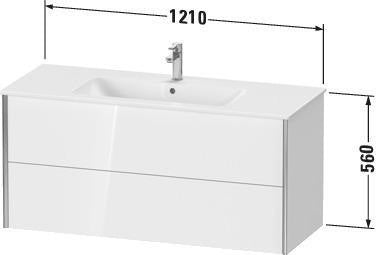Duravit Waschtischunterbau XVIU 1210x560x480mm 2 Schubkästen Schürze s-matt Nussbaum