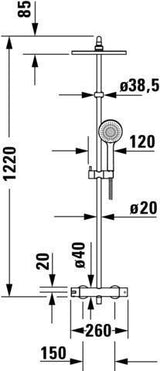 DURAVIT Duschsystem B.2 mit Kopfbrause & Handbrause, Brausethermostat, Chrom