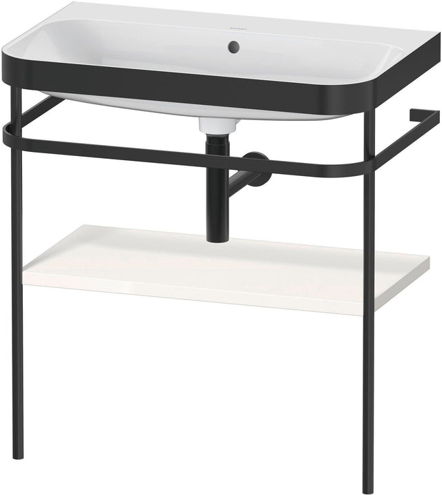 Duravit Happy D.2 c-bonded Waschtischset mit Metallkonsole, 775 mm, weiß hochglanz
