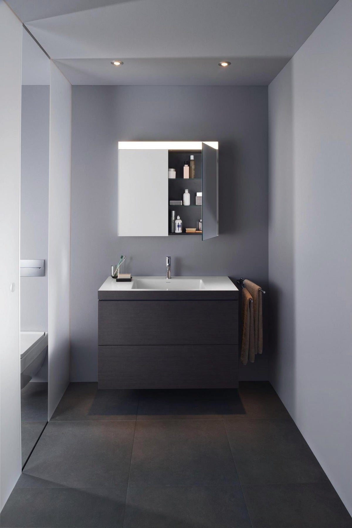 Duravit L-Cube c-bonded Waschtischset 800 mm mit Vero Air Becken, 2 Schubkästen, Schwarz Hochglanz