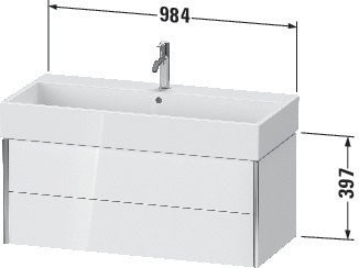 Duravit Waschtischunterbau XVIU 984 mm mit Tip-On-Technik für Vero Air, weiß matt