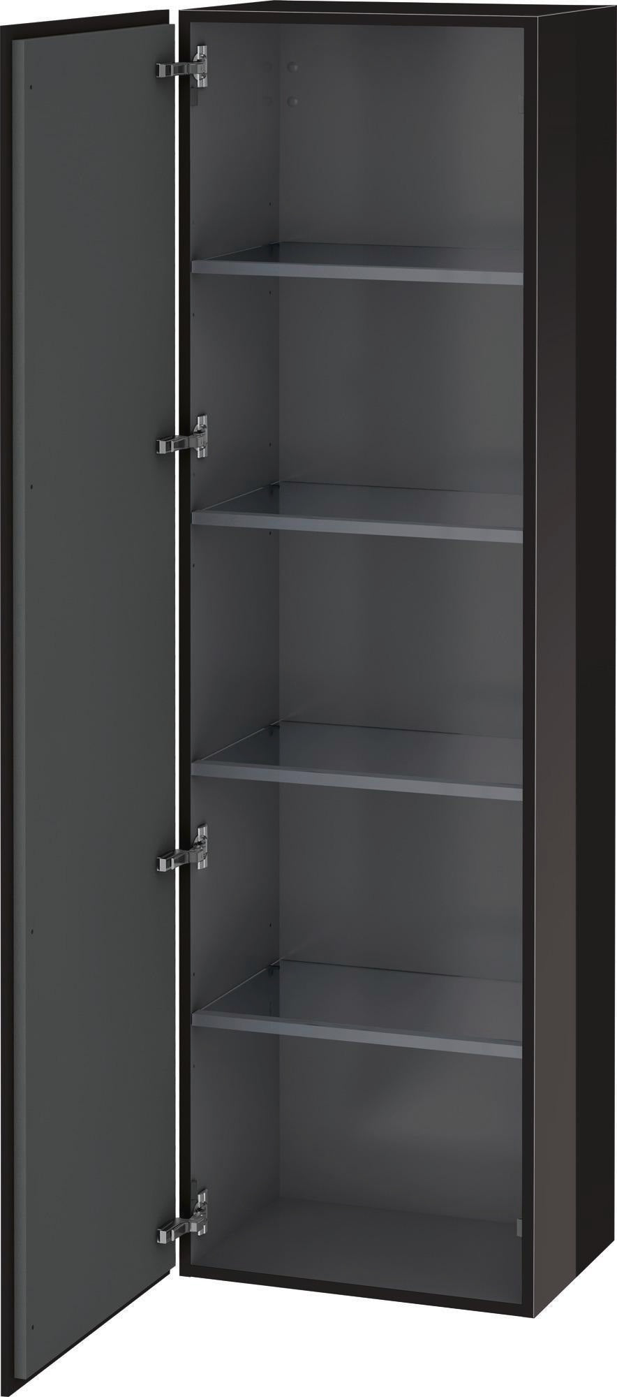 Duravit Hochschrank L-Cube 500 mm schwarz hochglanz, 1 Tür links, 1760 mm – wandhängend mit Soft-Close