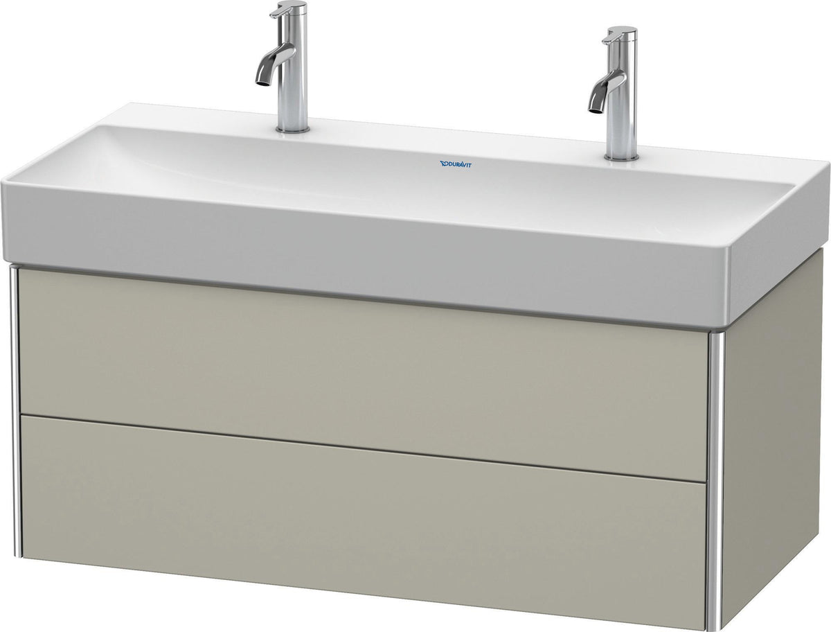 Duravit XSquare Waschtischunterbau 984 mm Taupe Seidenmatt mit 2 Schubkästen und Tip-On-Technik