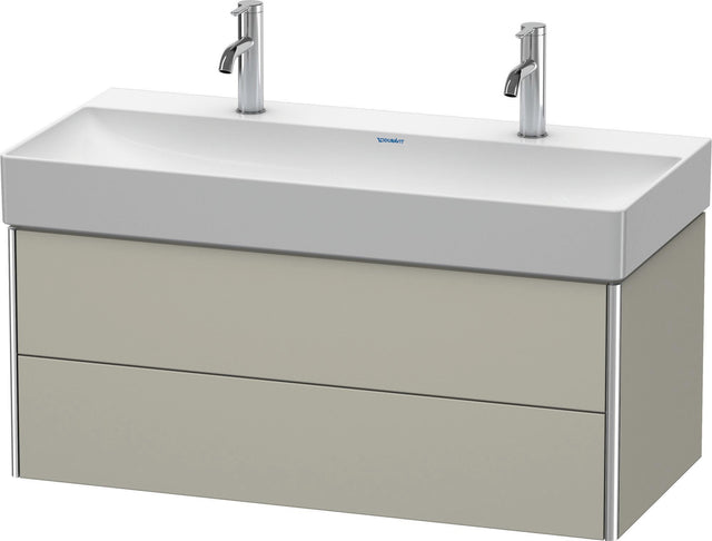 Duravit XSquare Waschtischunterbau 984 mm Taupe Seidenmatt mit 2 Schubkästen und Tip-On-Technik