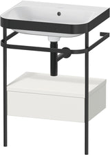 Duravit Happy D.2 c-bonded Waschtischset mit Metallkonsole, 575 mm, Weiß Seidenmatt