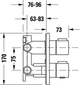 DURAVIT Thermostat Unterputz Set Eckig Chrom – Fertigmontageset mit Thermostatkartusche