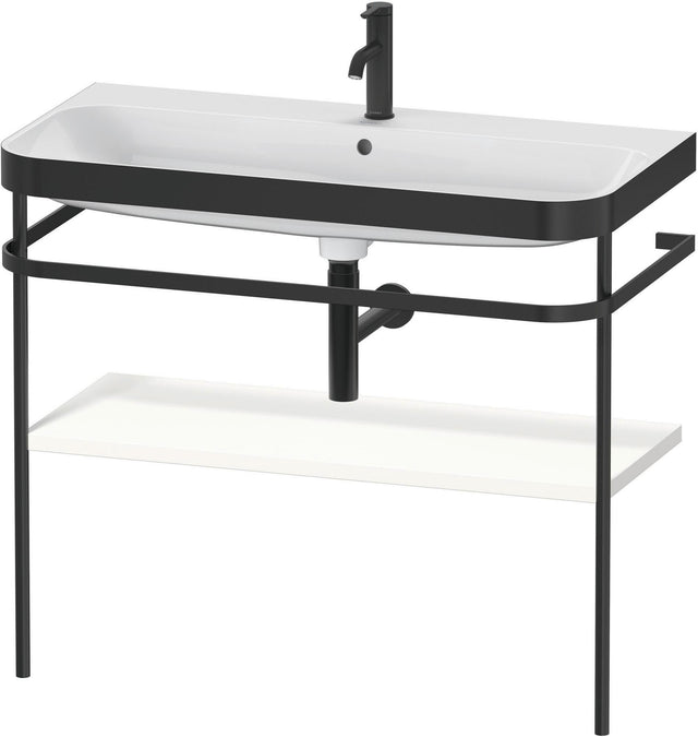 Duravit Happy D.2 c-bonded Waschtischset mit Metallkonsole, 975 mm, Weiß Seidenmatt