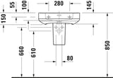 DURAVIT Waschtisch Soleil by Starck 550 mm Weiß mit Überlauf, 1 Hahnloch, Wandhängend