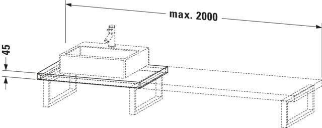 Duravit DuraStyle Konsole 2 Ausschnitte 45x550x800-2000 mm Weiß Matt