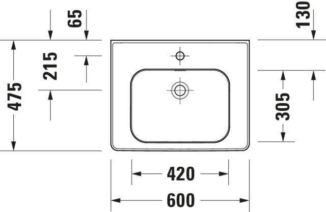 DURAVIT Waschtisch Soleil by Starck 600 mm Weiß WonderGliss 1 Hahnloch mit Überlauf