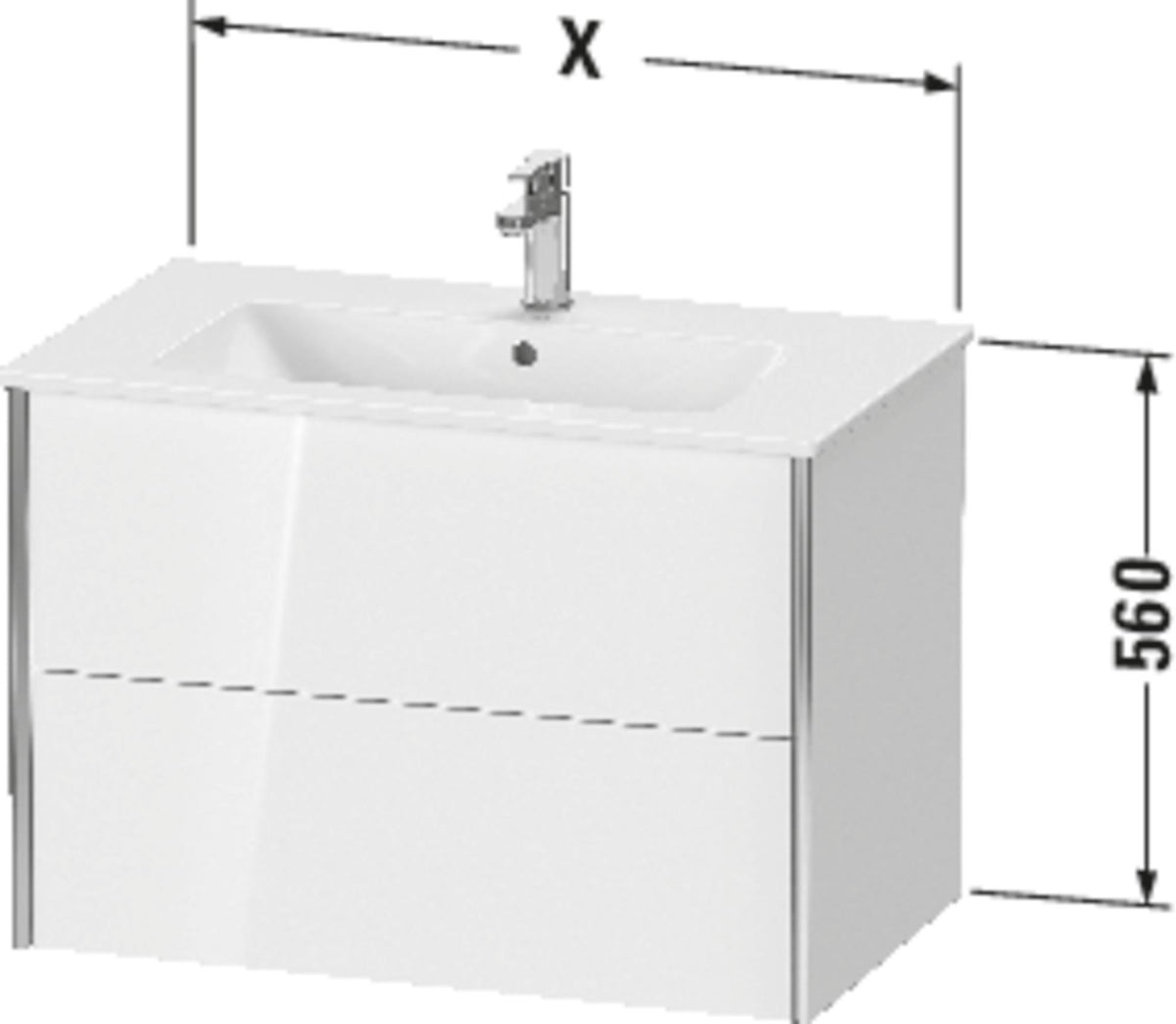 Duravit XVIU Waschtischunterbau 810x560x480mm 2 Schubkästen Parsolglas s-matt