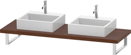 Duravit L-Cube Konsole 550 mm Amerikanischer Nussbaum mit 2 Ausschnitten und Ablageteilen
