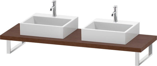 Duravit L-Cube Konsole 550 mm Amerikanischer Nussbaum mit 2 Ausschnitten und Ablageteilen