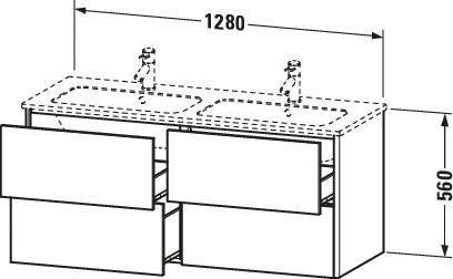 Duravit XSquare Waschtischunterbau 1280 mm, wandhängend, mit Schubkasten und Siphonausschnitt