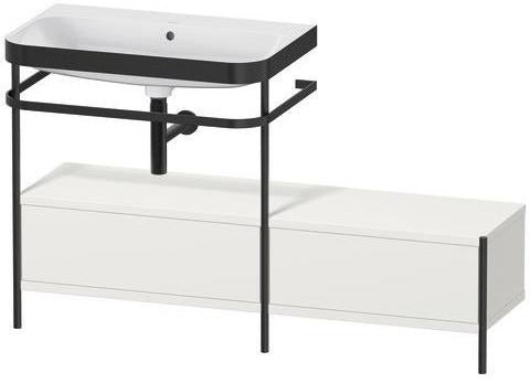 Duravit Waschtischset Happy D.2 Plus 1400x490mm ein Hahnloch taupe supermatt mit Metallkonsole