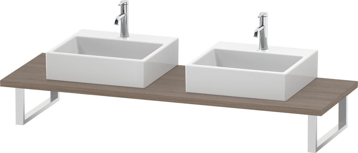 Duravit L-Cube Konsole variabel 800-2000 mm, 2 Ausschnitte, Amerikanischer Nussbaum