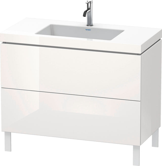 DURAVIT L-Cube c-bonded Waschtischset 1000 mm weiß hochglanz mit 2 Auszügen und Vero Air Waschtisch