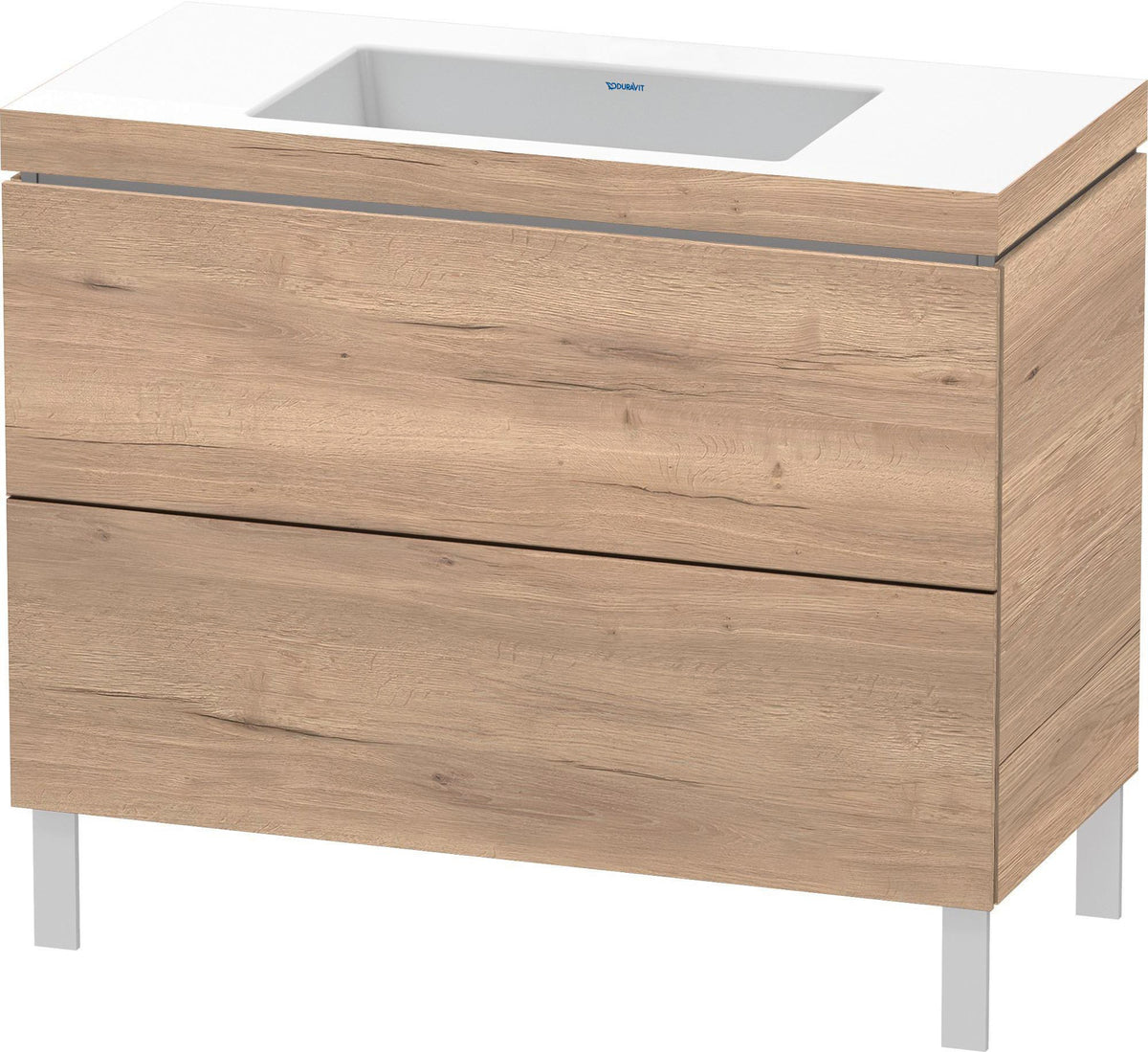 Duravit L-Cube c-bonded Waschtischset 1000 mm Eiche Marmoriert mit 2 Auszügen und Tip-on Technik