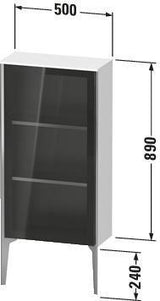DURAVIT XViu Halbhochschrank, 500 mm, Parsolglas, Tip-On, Soft-Close, wandhängend
