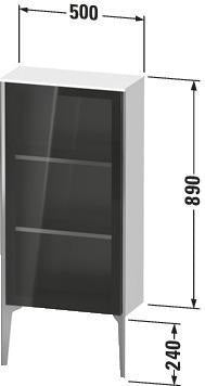 DURAVIT XViu Halbhochschrank 890 mm, Glasfront Nussbaum gebürstet, rechts, Tip-on