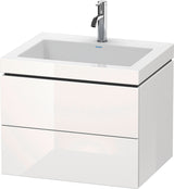 Duravit L-Cube c-bonded Waschtischset 600 mm Betongrau Matt mit Vero Air Waschtisch und 2 Schubkästen