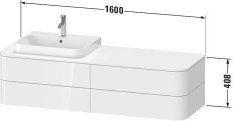 Duravit Waschtischunterbau Happy D.2 Plus 1600 mm taupe supermatt mit 4 Schubkästen