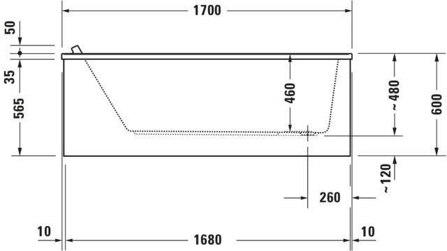 DURAVIT Starck Whirlwanne Rechteck 1700x800mm Einbau Weiß mit Combi-System L
