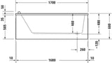DURAVIT Starck Whirlwanne Rechteck 1700x800mm Einbau Weiß mit Combi-System L