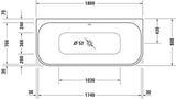 DURAVIT Happy D.2 Whirlwanne 1800x800mm Rechteck, 2-Sitzer, weiß, Vorwand, mit Verkleidung