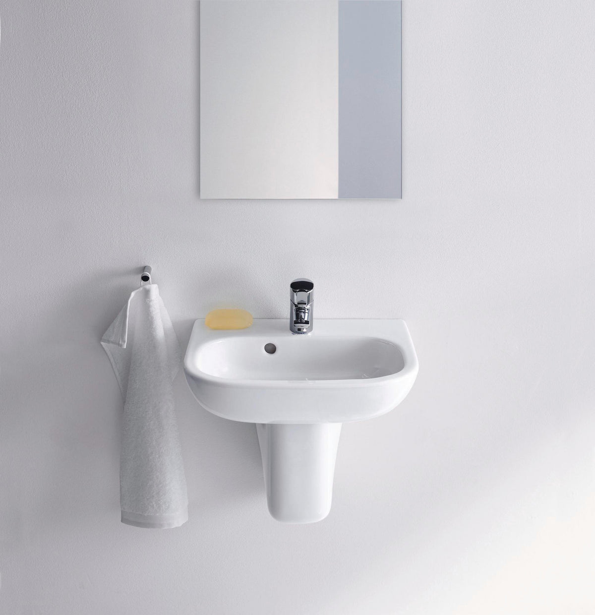 DURAVIT D-Code Handwaschbecken 450 mm mit Überlauf, 1 Hahnloch, weiß