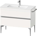 Duravit Sivida Waschtischunterbau 1010 mm bodenstehend, 2 Schubkästen, Soft-Close, Weiß Matt/Chrom