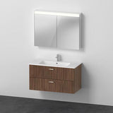 DURAVIT XBase Möbel-Set 1300 mm Nussbaum Dunkel mit Waschtisch, Unterbau und Spiegelschrank
