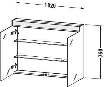 DURAVIT Brioso Spiegelschrank Betongrau 1020 mm mit LED-Beleuchtung und Steckdose