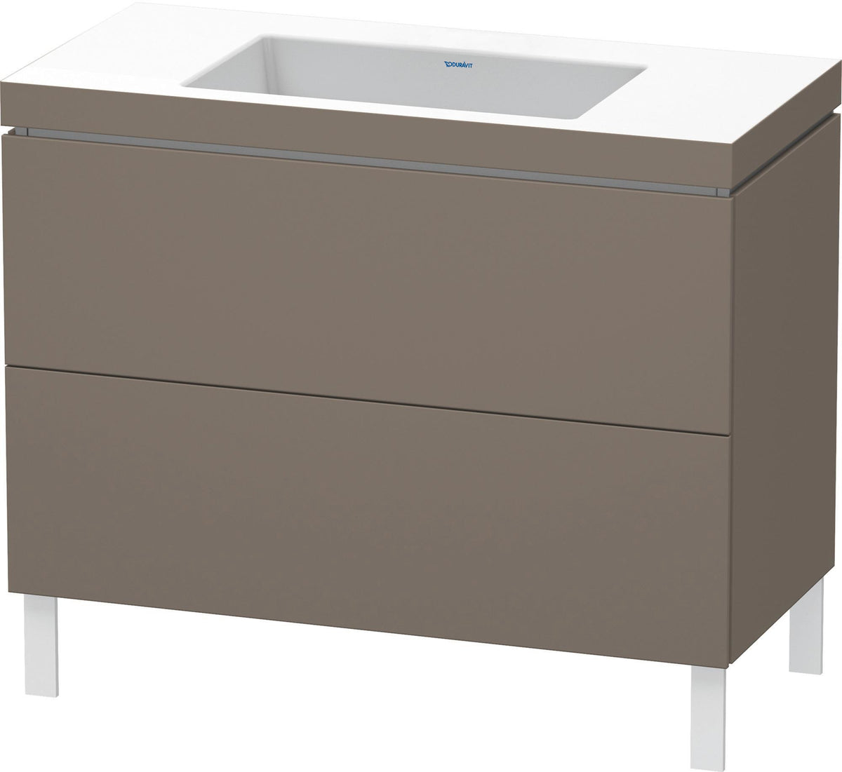 DURAVIT L-Cube c-bonded Waschtischset 1000 mm Flannel Grey Hochglanz mit Vero Air Waschtisch und 2 Auszügen
