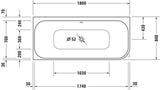 DURAVIT Happy D.2 Whirlwanne 1800x800 mm weiß, Ecke links, 2-Sitzer, inkl. Fußgestell