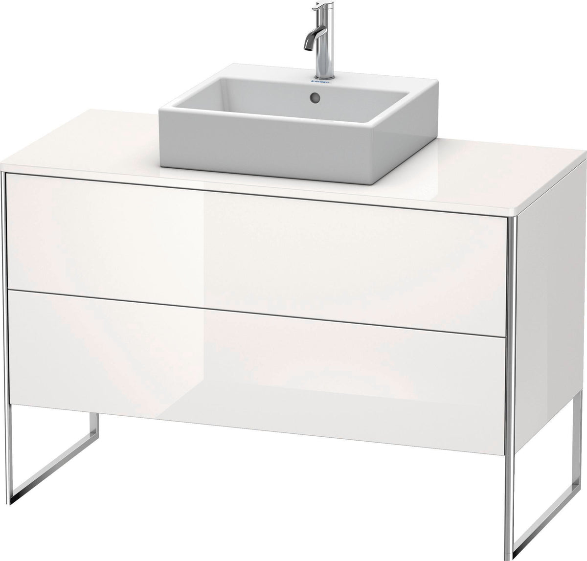 DURAVIT XSquare Konsolenwaschtischunterbau 1200 mm Graphit Supermatt, bodenstehend, 2 Schubkästen