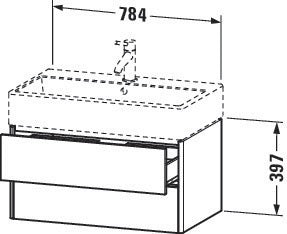 Duravit XSquare Waschtischunterbau 784 mm, wandhängend, 2 Schubkästen, s-matt, für Vero Air