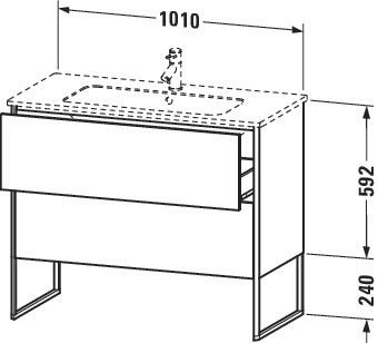 Duravit XSquare Waschtischunterbau 1010 mm mit 2 Auszügen, s-matt, Eiche Ahorn, Midi