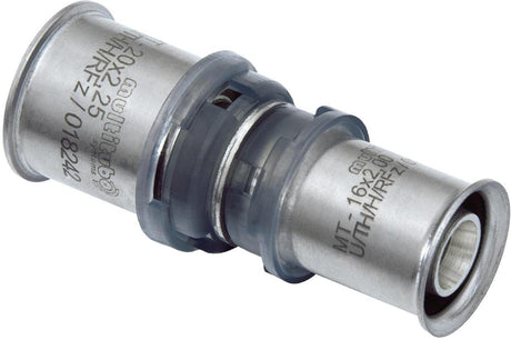 MULTITUBO Metall-Press-Kupplung G2 reduzierend 20x16 mm – 10 Stück, verzinntes Messing, DVGW/KIWA