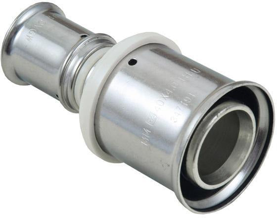 MULTITUBO Press-Kupplung reduziert 40x32mm – Messing verzinnt, mit Sichtfenster
