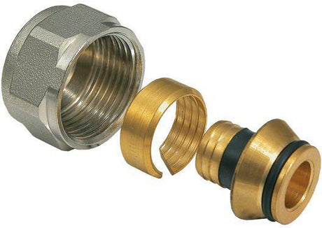 MULTITUBO Verschraubung für Eurokonus 14mm x 3/4 Zoll – Messing vernickelt, DVGW